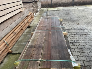 Ca. 10x Guyana Teak Planken Fijnbezaagd, 33x158mm, lengte 275cm
